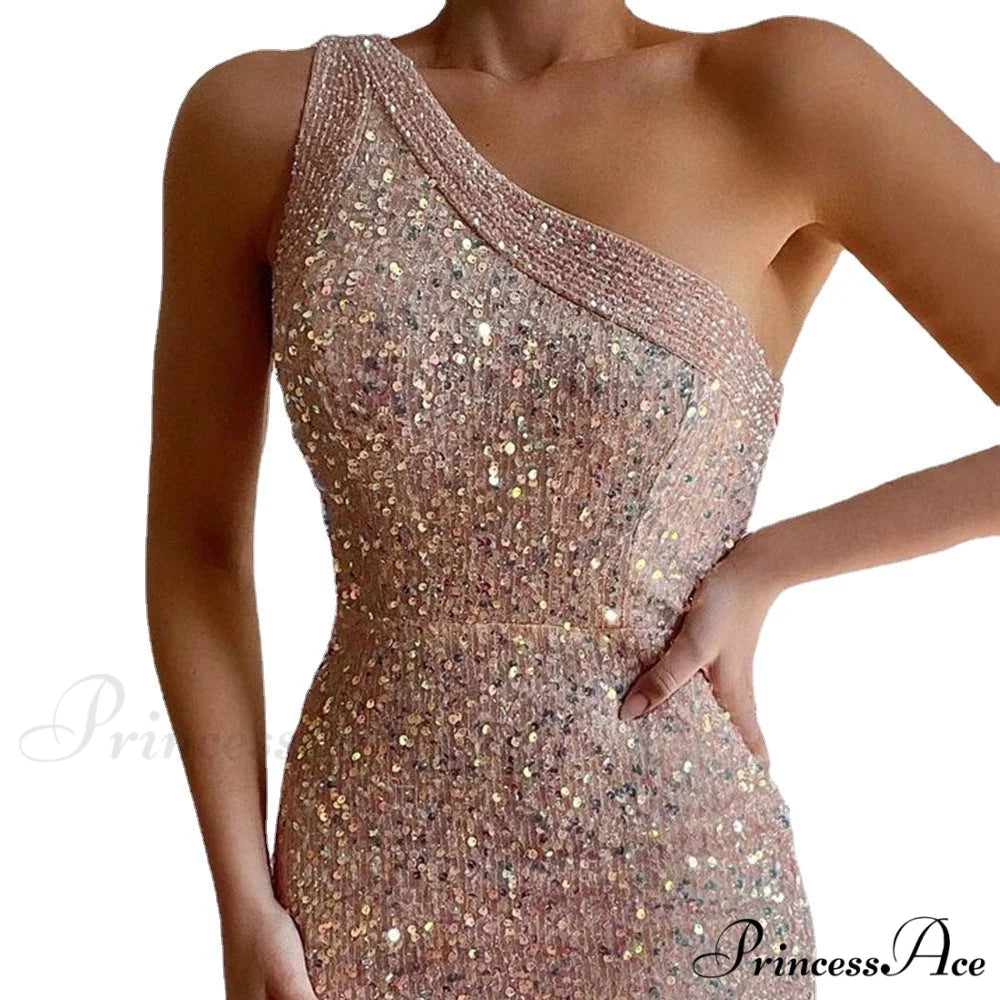 Lyla Formal One Charming Shoulder Sequin Dress