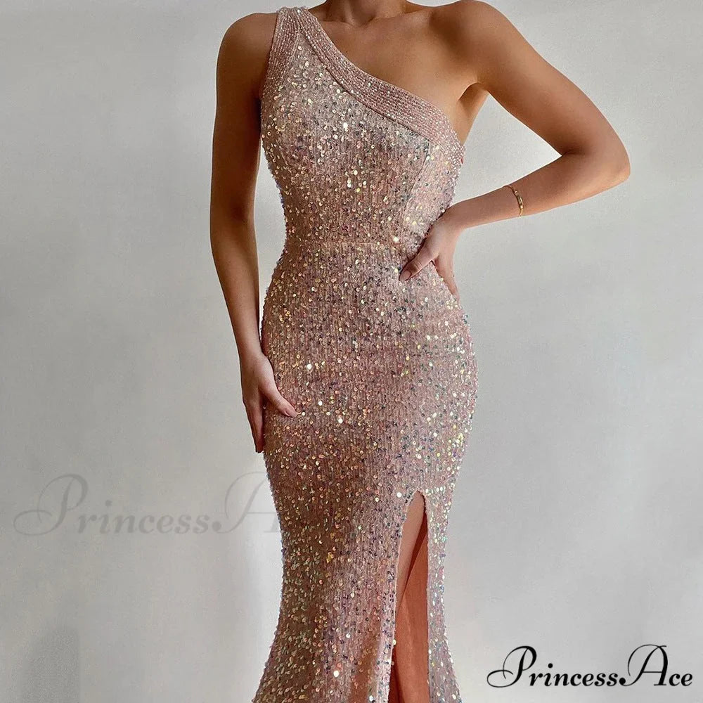 Lyla Formal One Charming Shoulder Sequin Dress