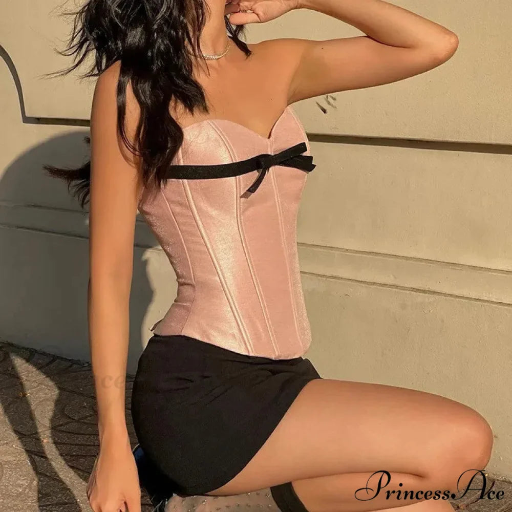 Magenta Ribbon Sheath Crop Top