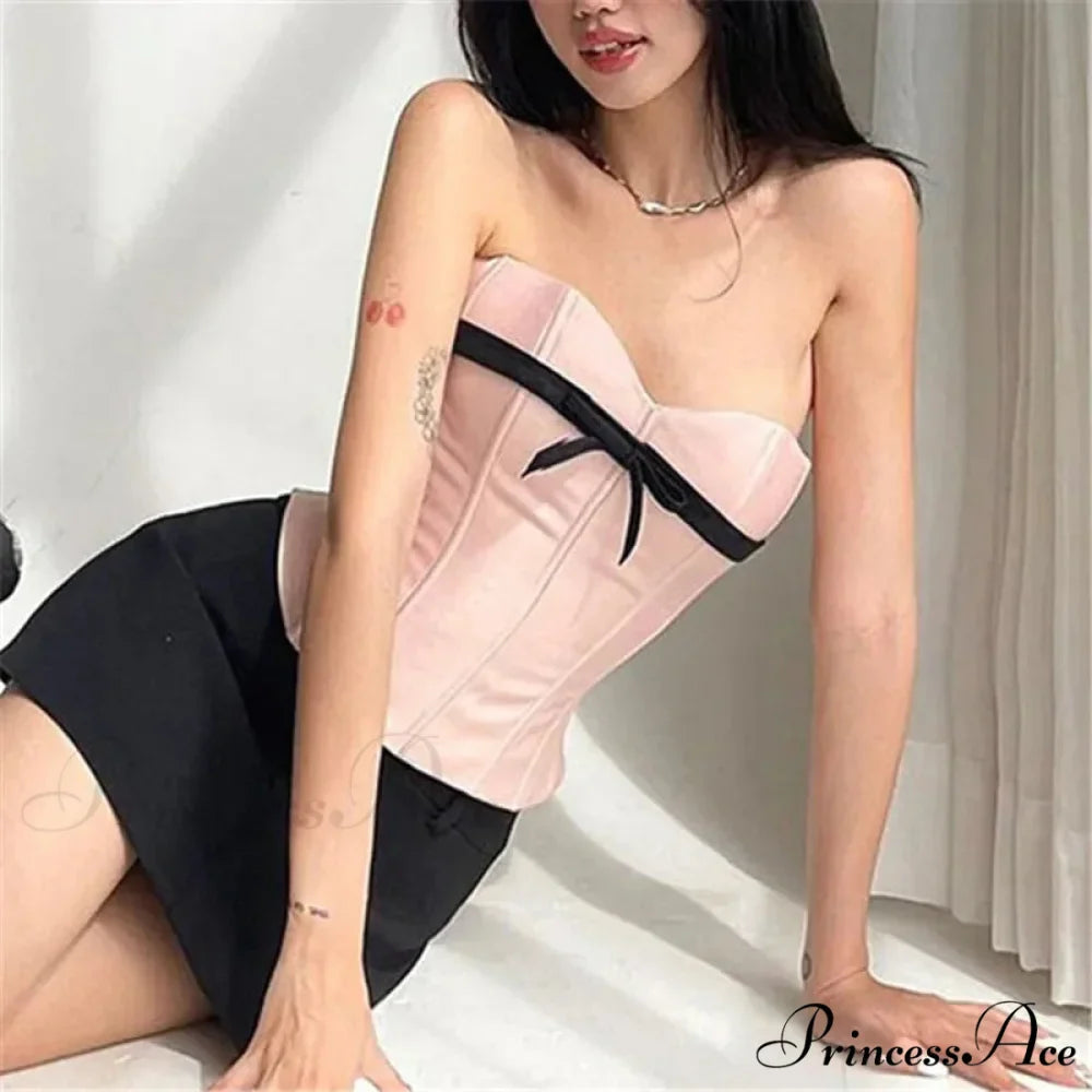 Magenta Ribbon Sheath Crop Top