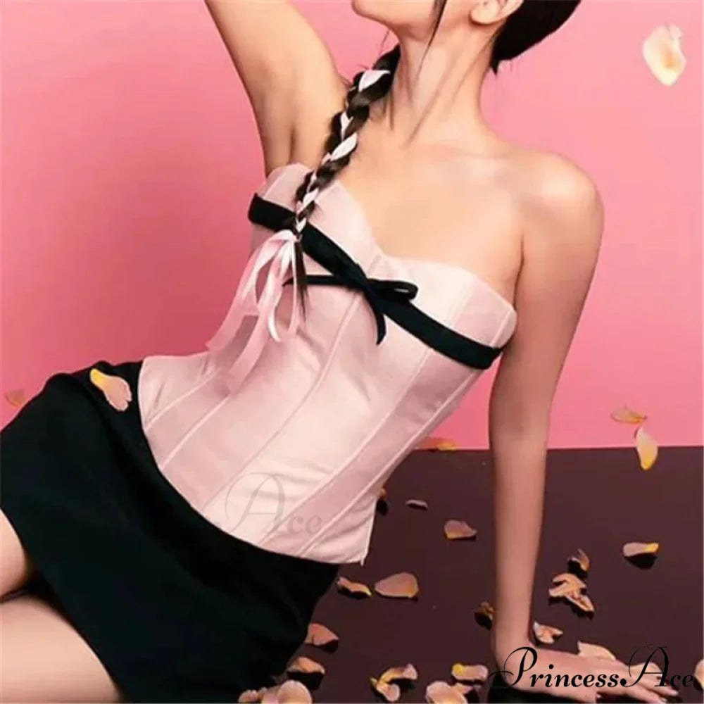 Magenta Ribbon Sheath Crop Top