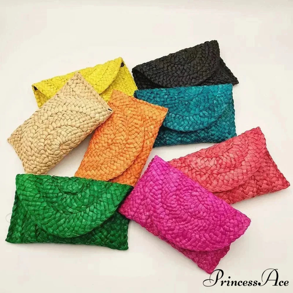 Maize Sheath Interlace Straw Pouch Wristlet