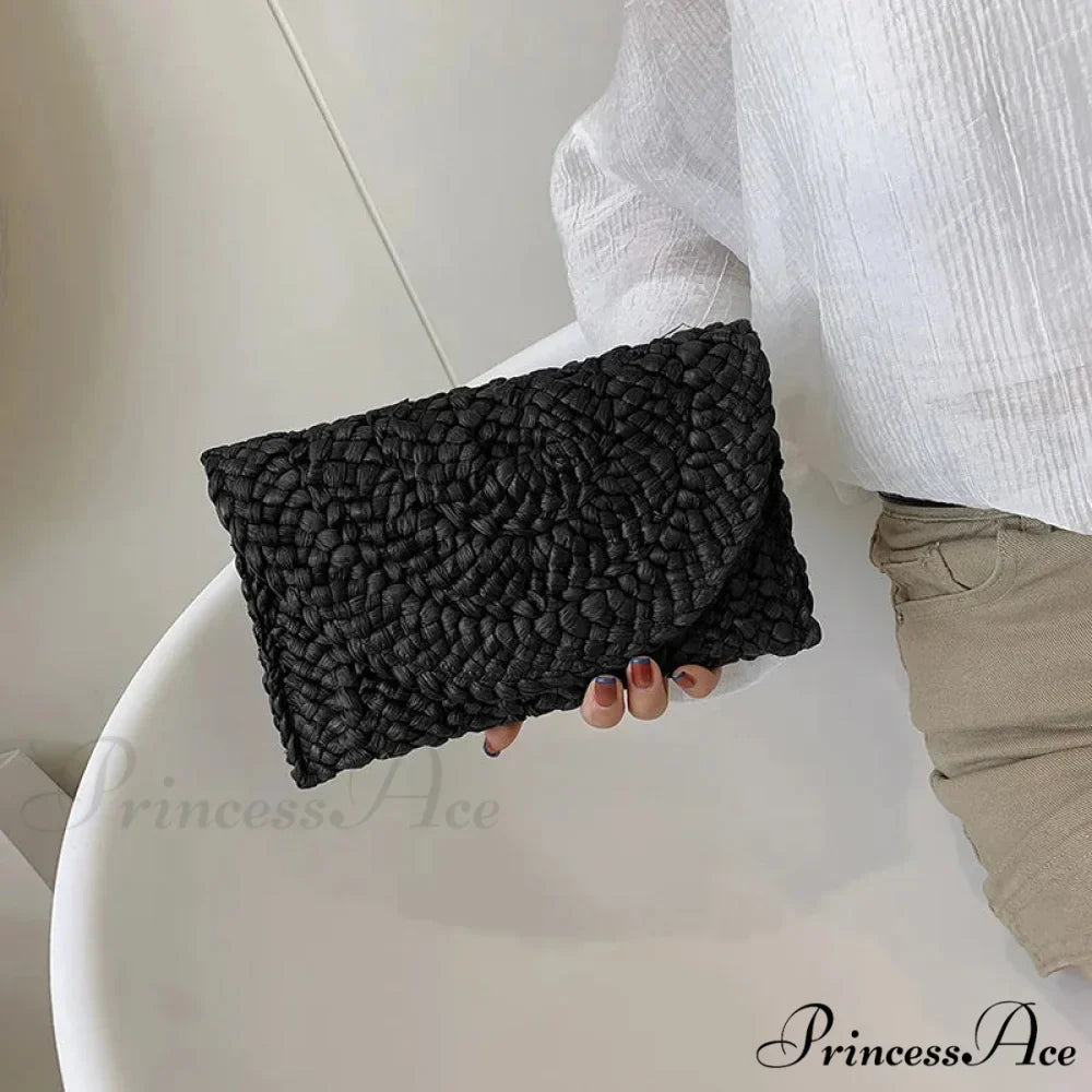 Maize Sheath Interlace Straw Pouch Wristlet
