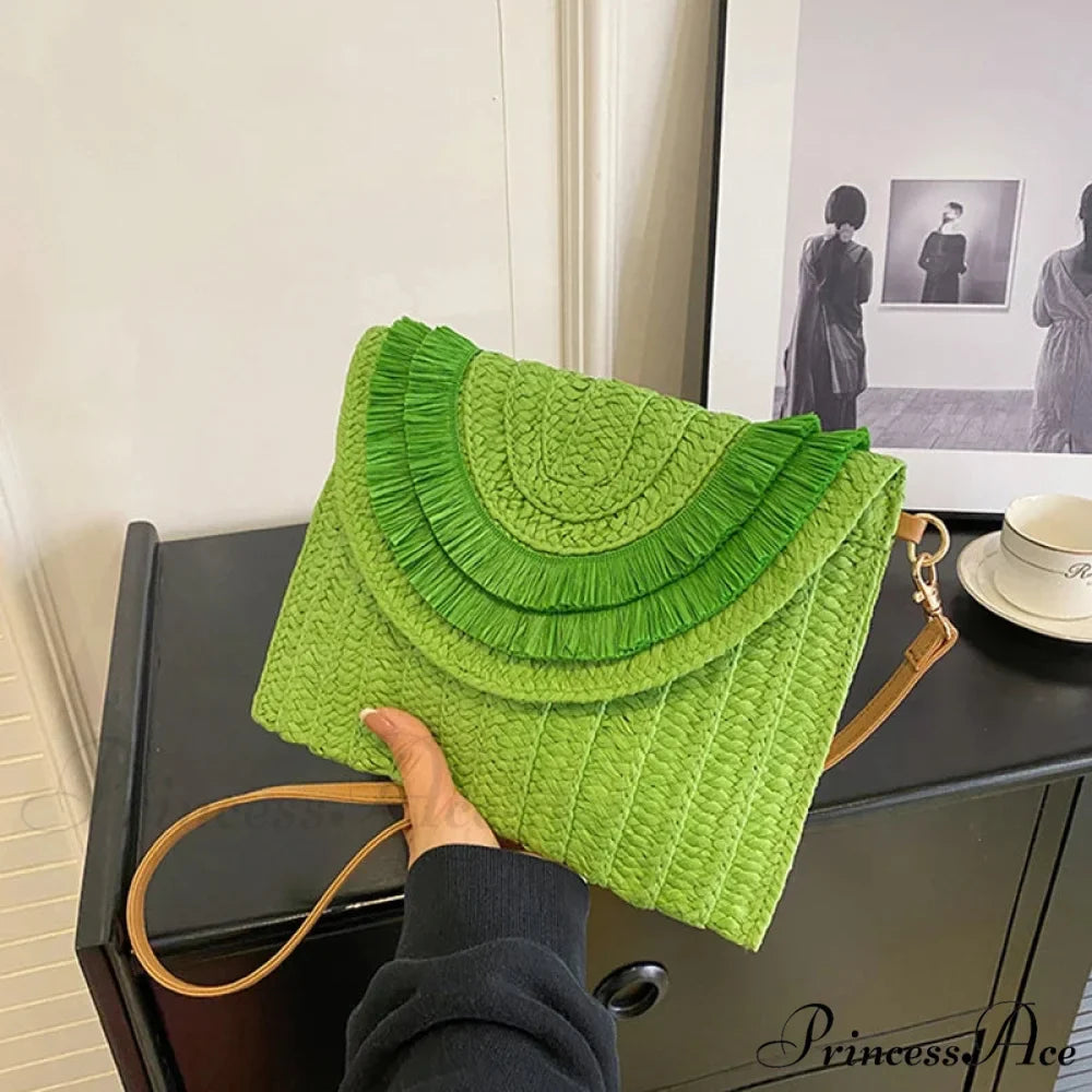 Maize Sheath Interlace Straw Pouch Wristlet