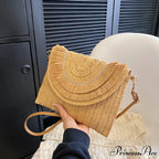 Maize Sheath Interlace Straw Pouch Wristlet