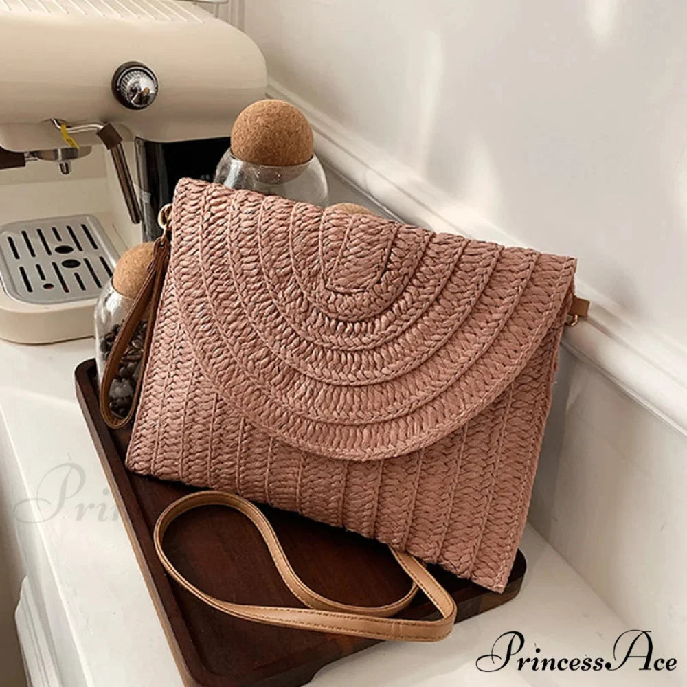 Maize Sheath Interlace Straw Pouch Wristlet