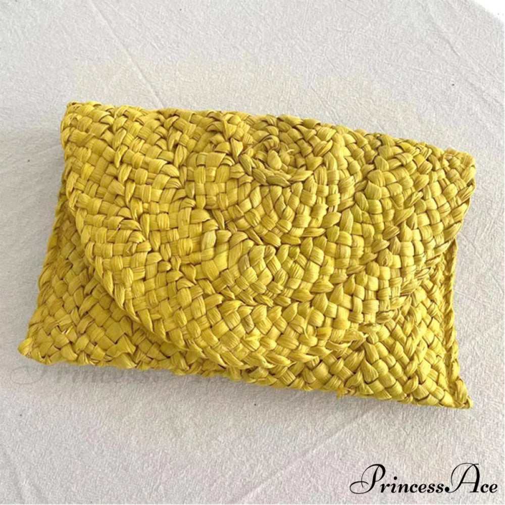 Maize Sheath Interlace Straw Pouch Wristlet