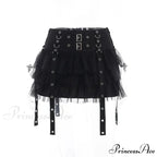 Mall Goth Black Pleated Mini with Chain Women's High Waisted Tennis Fairy Grunge Aesthetic E Girl Skirt