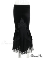 Mall Goth High Waist Ruffle Fishtail Half Women Slim Fold Elastic Wrapped Hip Sweet Skirt