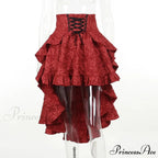 Mall Goth High Waist Swallowtail Women's SteamVintage Lace Up Asymmetrical High Low Skirt