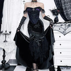 Mall Goth Velvet Fishtail Women Vintage Jacquard Hip Wrap Fairy Grunge Victorian Ladies SteamLong Skirt