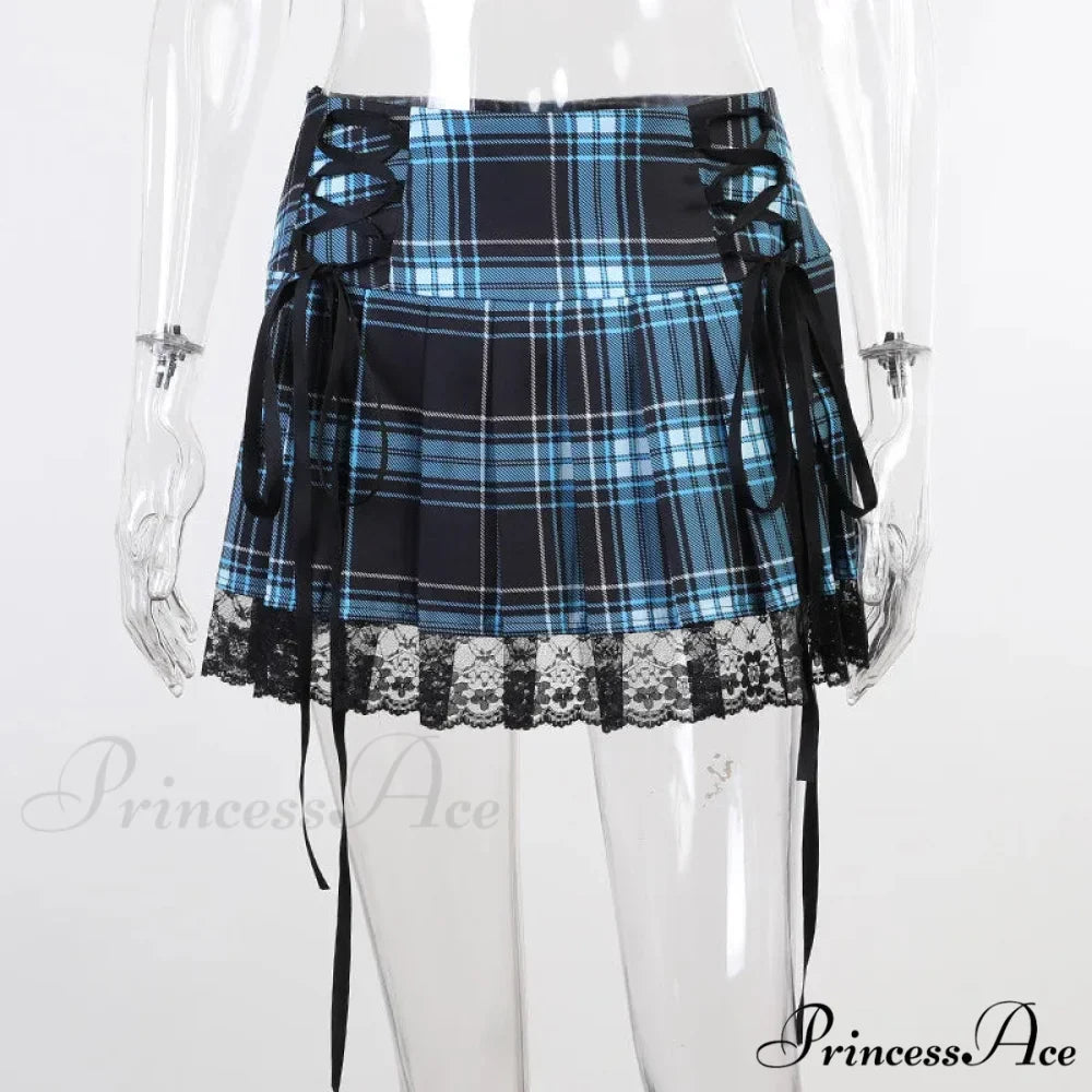 Mall Gothic Grunge Summer Mini Women Y2K Vintage Lace Harajuku Streetwear High Waist Bandage Sexy Skirt