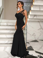 Mara Crepe Stylish One Shoulder Gown