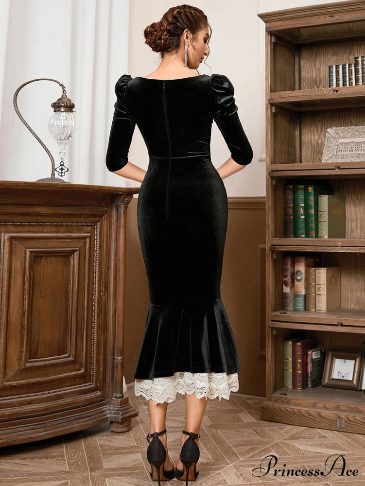 Margot Formal Stylish Ruffled Velvet Dress