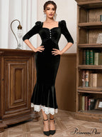 Margot Formal Stylish Ruffled Velvet Dress