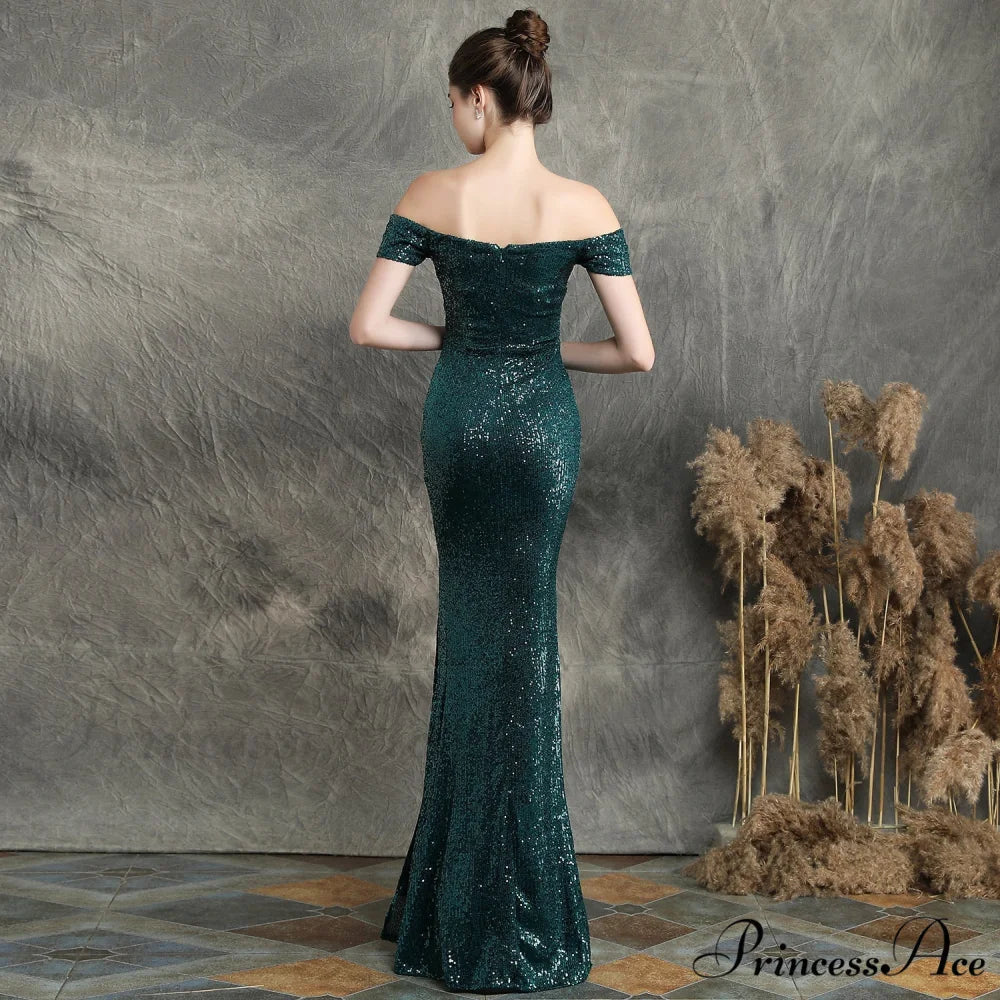 Marzia Formal Stylish Sequined Slit Dress