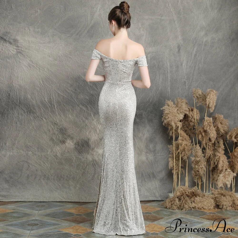 Marzia Formal Stylish Sequined Slit Dress