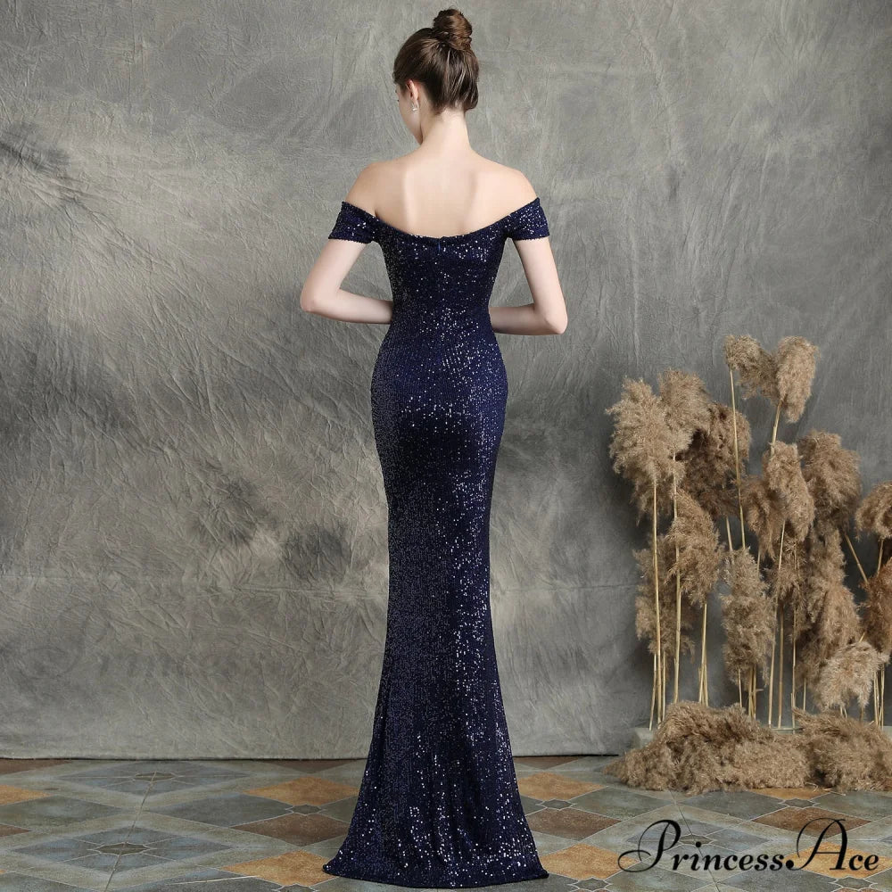 Marzia Formal Stylish Sequined Slit Dress