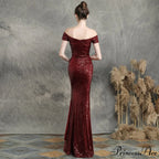 Marzia Formal Stylish Sequined Slit Dress