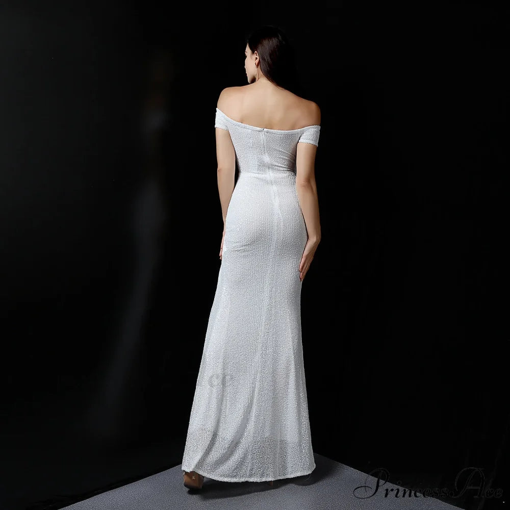 Marzia Formal Stylish Sequined Slit Dress