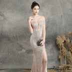 Marzia Formal Stylish Sequined Slit Dress