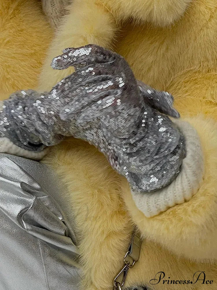 Medium-Length Synthetic Fur Plush Replica Jacket