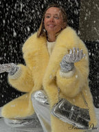 Medium-Length Synthetic Fur Plush Replica Jacket