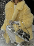 Medium-Length Synthetic Fur Plush Replica Jacket