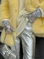 Medium-Length Synthetic Fur Plush Replica Jacket