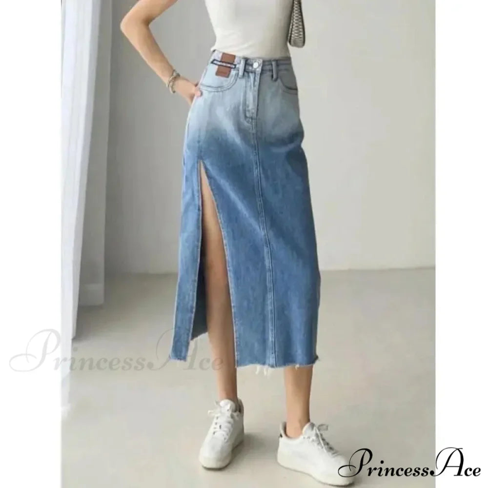 Medium Slit Jeans Skirt