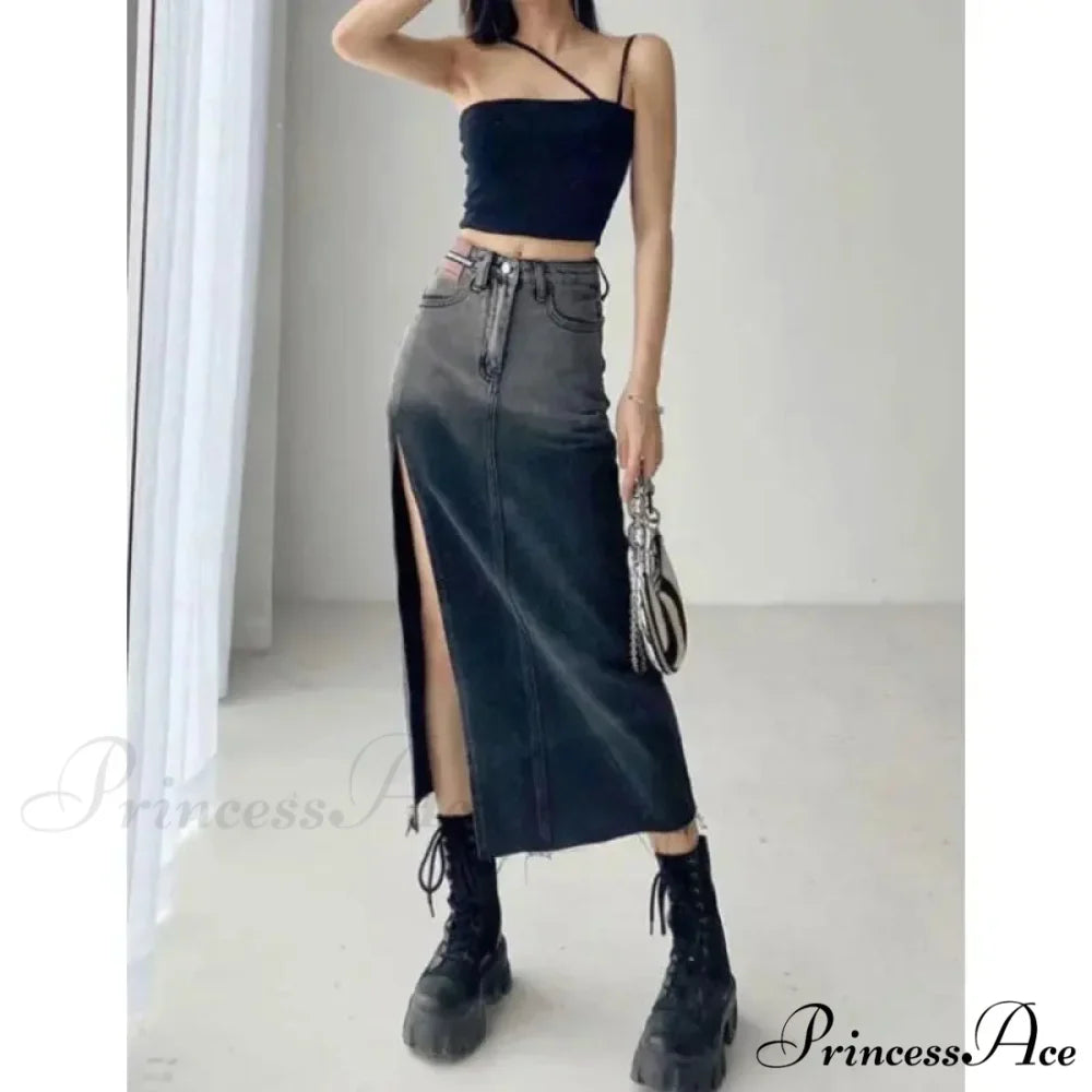 Medium Slit Jeans Skirt