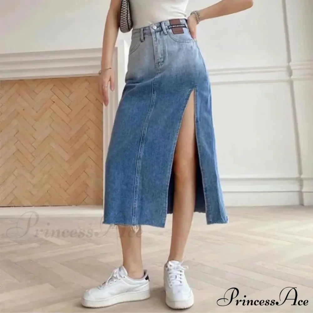 Medium Slit Jeans Skirt