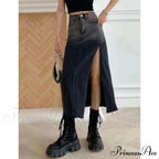 Medium Slit Jeans Skirt