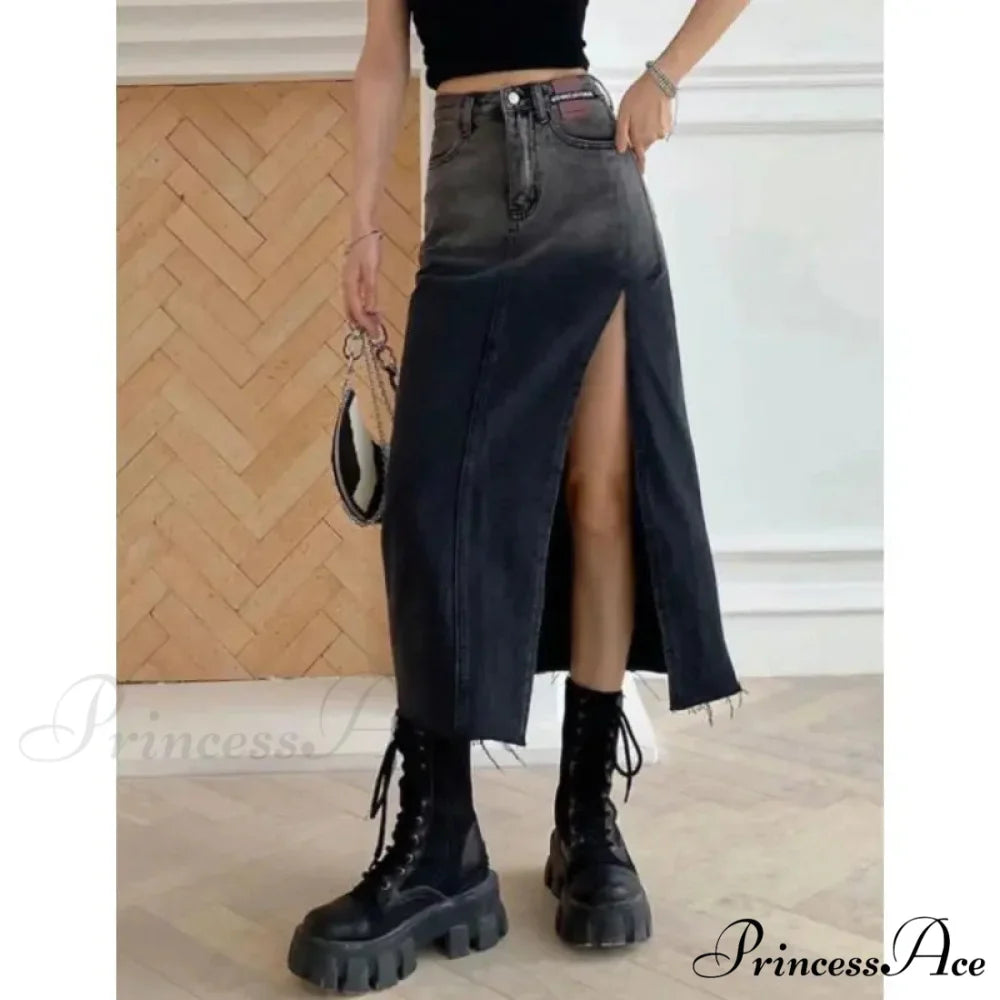 Medium Slit Jeans Skirt