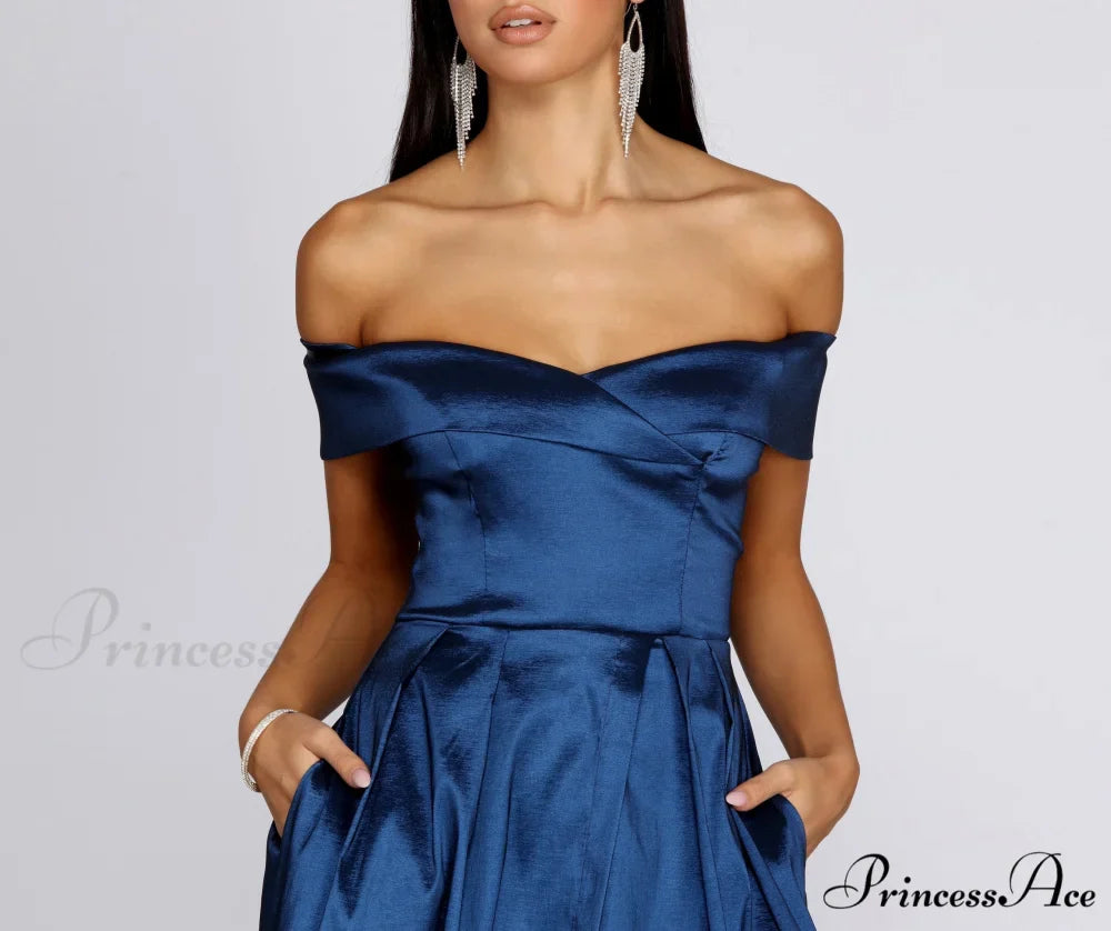 Megan Taffeta Off Charming The Shoulder Ball Gown