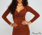 Melissa Long Sleeve Charming Ruched Midi Dress