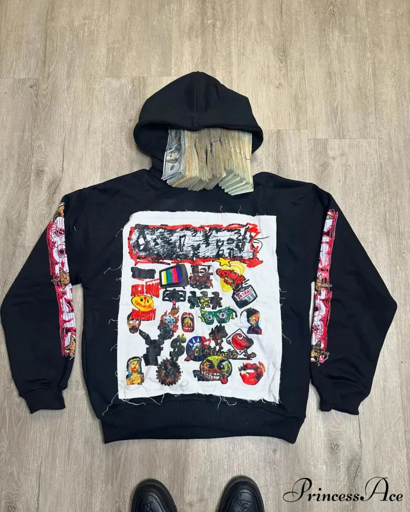 Mended Pullover Sweatshirt Hoodie