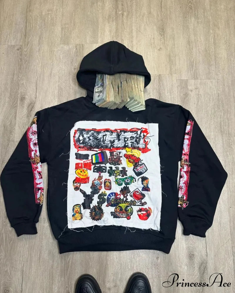 Mended Pullover Sweatshirt Hoodie