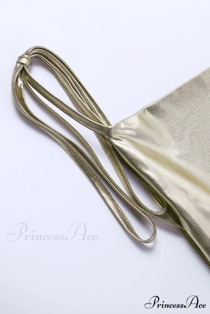 Mental Coating Tie-straps Backless Dress