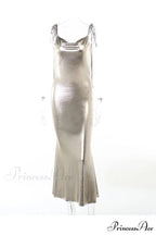 Mental Coating Tie-straps Backless Dress