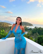 Mermaid Lace V-Neck Party Dress