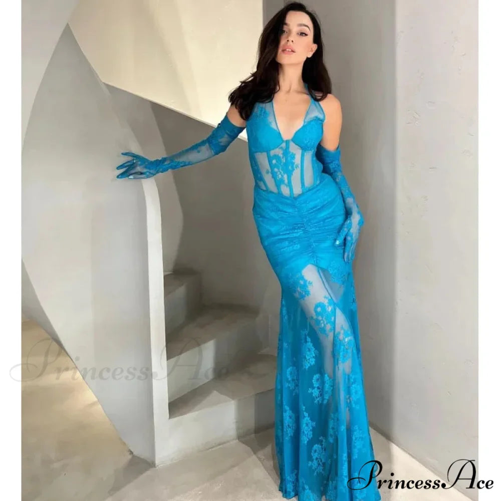 Mermaid Lace V-Neck Party Dress