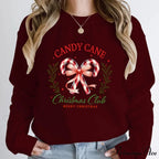 Merry Candy Cane Christmas Club Round Neck Christmas Hoodie