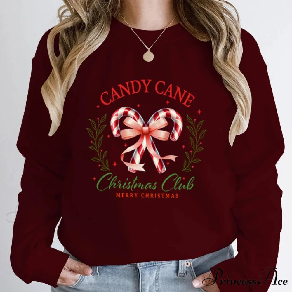 Merry Candy Cane Christmas Club Round Neck Christmas Hoodie