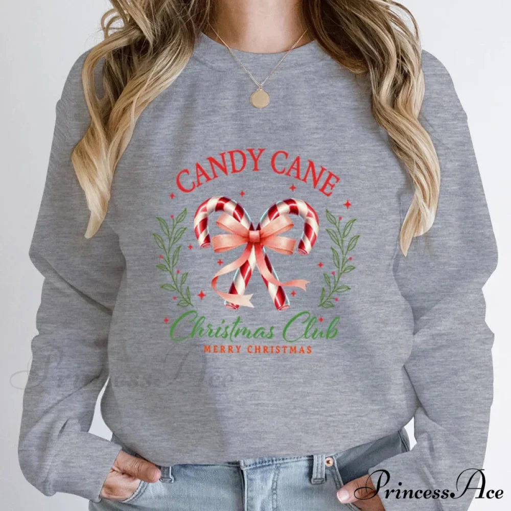 Merry Candy Cane Christmas Club Round Neck Christmas Hoodie