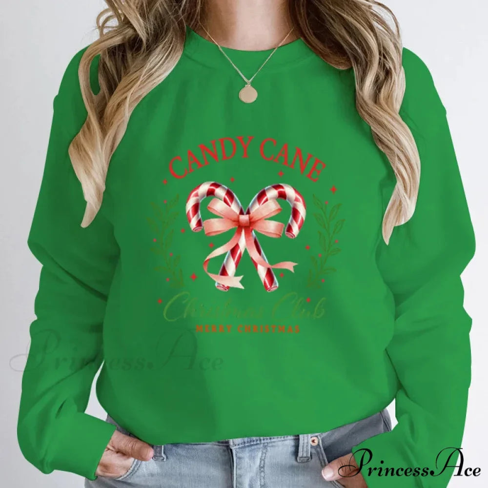 Merry Candy Cane Christmas Club Round Neck Christmas Hoodie