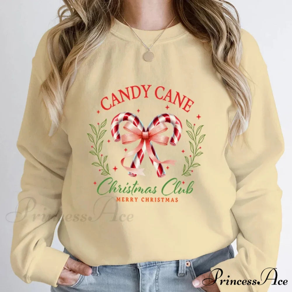 Merry Candy Cane Christmas Club Round Neck Christmas Hoodie