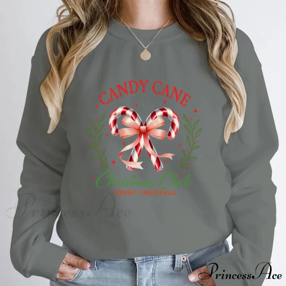 Merry Candy Cane Christmas Club Round Neck Christmas Hoodie