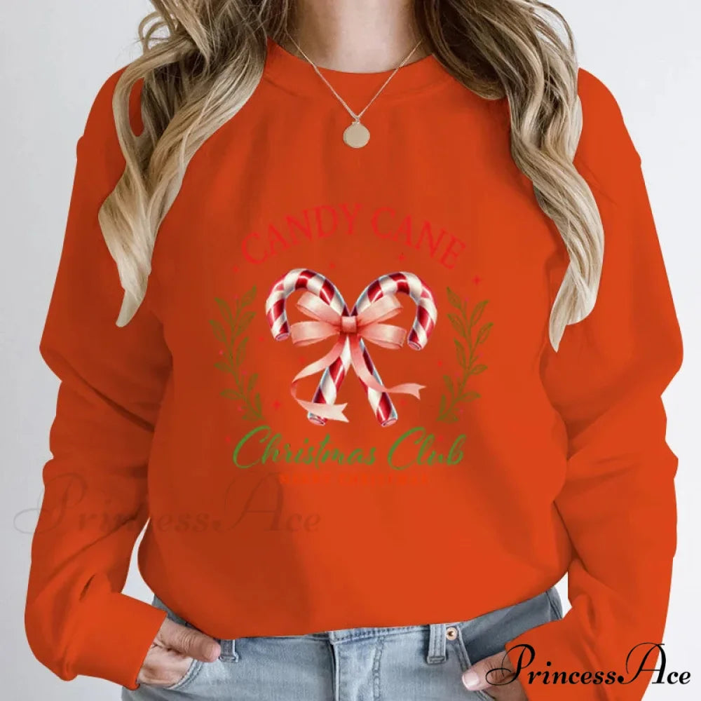 Merry Candy Cane Christmas Club Round Neck Christmas Hoodie