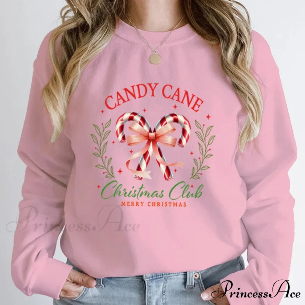 Merry Candy Cane Christmas Club Round Neck Christmas Hoodie